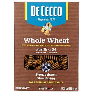 [SnS] $2.49* | 13.25-Oz De Cecco Whole Wheat Pasta (Fusilli) at Amazon