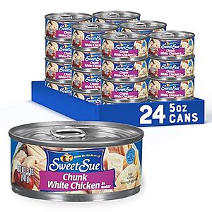 [SnS, AC] $20.74 | 24-Pack 5-Oz Sweet Sue Chunk White Chicken in Water at Amazon