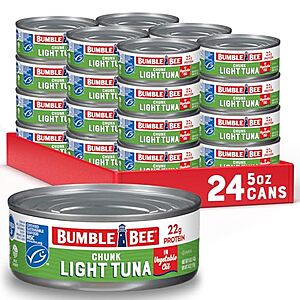 [SnS, AC] $13.37* | 24-Pack 5-Oz Bumble Bee Chunk Light Tuna In Oil at Amazon