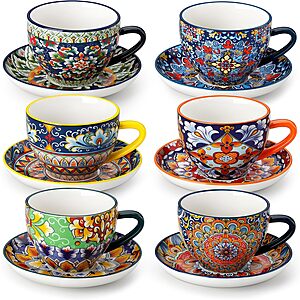 Prime: 8-Oz vancasso Porcelain Tea Cups & Saucer Set (Set of 6) $29.66 + Free Shipping
