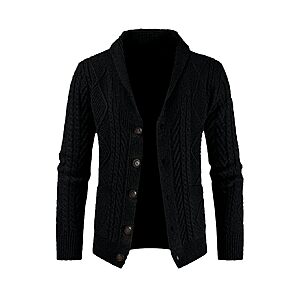 JMIERR Men's Wool Blend Shawl Collar Cable Knit Cardigan Sweater $13.49 + Free Shipping w/ Prime or on $35+
