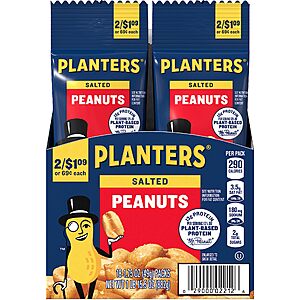 [S&S] $6.18: Planters Salted Peanuts, Plant Based Protein Snacks, 1.75 Oz (18 Ct) $6.17