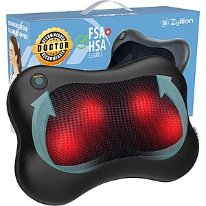 Zyllion ZMA-13 Back and Neck Massager with Heat for Pain Relief, Various Colors. Free Shipping w/ Prime. $55.05