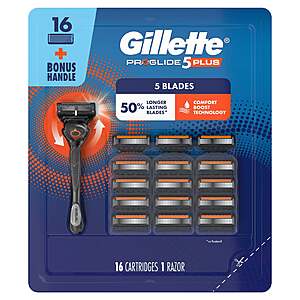 Gillette Proglide Plus Razor Handle and 16 Cartridges $39.99 free Shipping Costco.com