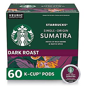 [SnS, AC] $25.48* | 60-Count Starbucks K-Cup Coffee Pods (Sumatra Dark Roast) at Amazon