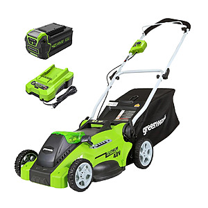 Greenworks 40V 16" Cordless Battery Push Lawn Mower w/ 4.0Ah Battery & Charger + Free S/H $195.5