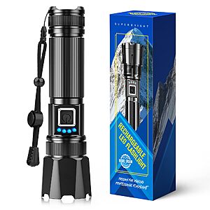 RECHOO 2000-Lumen USB Rechargeable Tactical Flashlight $8.99 + Free Shipping w/ Prime or on $35+