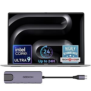 GEEKOM GeekBook M16: 16" FHD+ IPS, Intel Ultra 9 185H, 16GB LPDDR5, 512GB SSD, Win 11 Pro, 99.9Whr Battery $747.12