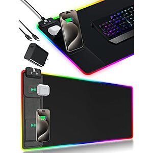 $26.99* | Miroddi XXL RGB Mouse Pad w/ 15W Wireless Charging Pad (31.49" x 15.75") at Amazon