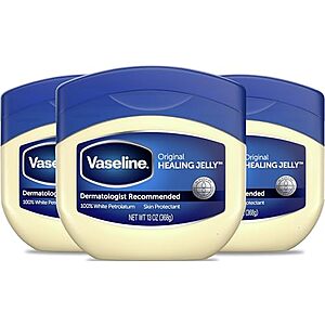 [SnS, AC] $7.48* | 3-Pack 13-Oz Vaseline 100% White Petroleum Jelly Skin Protectant at Amazon ($2.49 each)