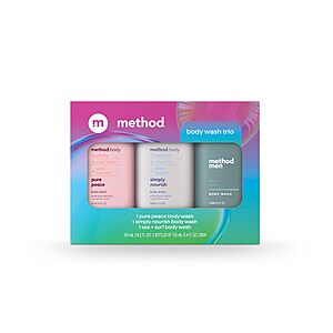 3-Count 3.4-Oz Method Body Wash Gift Set (Pure Peace, Simply Nourish & Sea + Surf) $7.12 w/ S&S + Free Shipping w/ Prime or on orders over $35