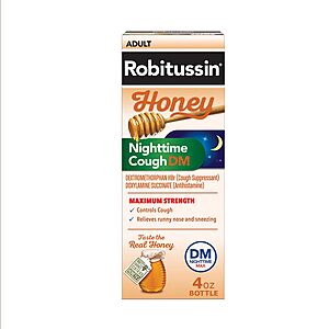 4-Oz Robitussin Honey Nighttime Cough DM Max Liquid $5.10 w/ S&S + Free Shipping w/ Prime or on $35+