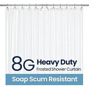 $8.49* | 72" x 72" LiBa PEVA Plastic Shower Curtain Liner w/ Rust Proof Grommets (Frosted) at Amazon