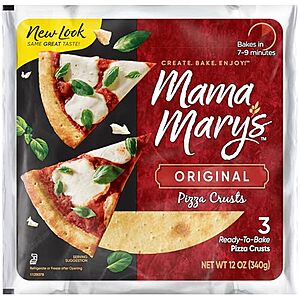 [SnS] $1.33 | Mama Mary's 7" Original Ready to Bake Pizza Crusts, 3 Count at Amazon