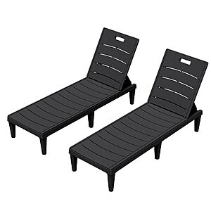 Greesum 2-Pack Adjustable Chaise Lounges, Black $79.99 + Free S&H at Amazon