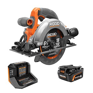 Ridgid 18V Brushless Cordless 6-1/2 in. Circular Saw Kit with 4.0 Ah MAX Output Battery and Charger $129