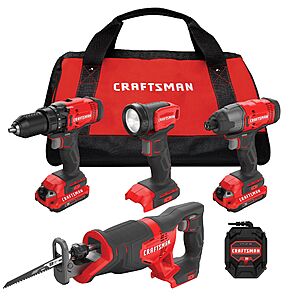 Craftsman V20 20V 4-Tool Cordless Combo Kit w/ 2 Batteries, Charger & Soft Case $149 + Free Shipping