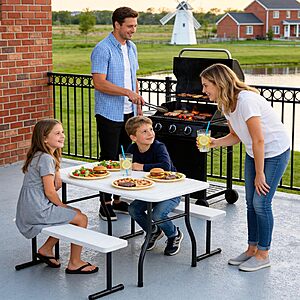 Kids Picnic Table with Benches, 38" Outdoor Toddler Table Set for 4 Children, Heavy Duty HDPE Play Table, 300LBS Capacity $59.98