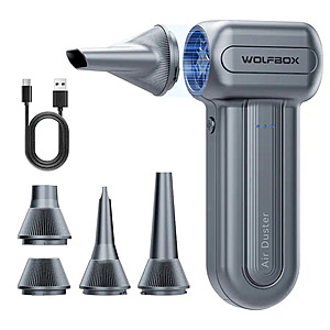 WOLFBOX 3-Speed Cordless DF60 Rechargeable Electric Air Duster (110000RPM) $30.69 + Free Shipping