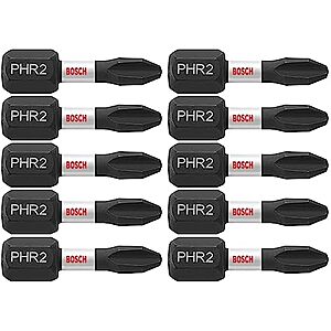$4.01* | 10-Pk 1" BOSCH Phillips #2R Impact Tough Screwdriving Reduced Insert Bits at Amazon
