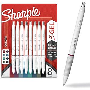 [SnS, AC] $6.40* | 8-Ct Sharpie S-Gel 0.7mm Medium Point Bold Ink Barrel Pens (White Pearl) at Amazon