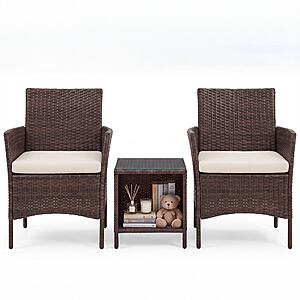 Grearden 3 -Piece Wicker Patio Conversation Set with Cream Cushions $124.99 + Free S&H at Lowe's