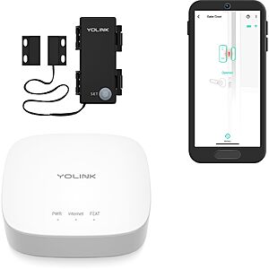 YoLink LoRa Smart Outdoor Contact Sensor & Hub Starter Kit, Gate & Shed Door Sensor, Universal Contact-Closure Sensor, 1/4 Mile Open Air Range, Alexa, Home Assistant - $39.99