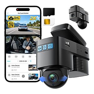 Topexplore 4G LTE 2K+1080P Dash Cam Front and Inside $99.99