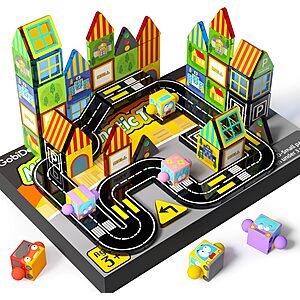 60-Piece GobiDex Mini Magnetic Tiles City Road Building Set w/ 4 Cars $9.99 + Free Shipping w/ Prime or on $35+