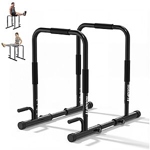 SolidFit Adjustable Dip Bar Station w/ 420-Lb Capacity & Foam Handles (Black or Red) $29.99 + Free Shipping w/ Prime or on $35+