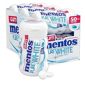 [SnS, AC] $12.37 | 6-Pack 50-Count MENTOS Pure White Sugar Free Gum (Sweet Mint) at Amazon