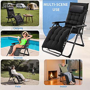 $43 FS WALMART  EDX Zero Gravity Chair, Reclining  Lounge Chair with Removable Cushion, Headrest and Cup Holder Trays,   Indoor&Outdoor Use, 440LB Cap
