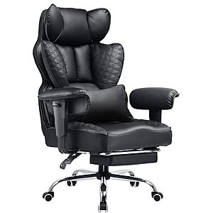 COMHOMA Big and Tall Office Chair Heavy Duty Wide Ergonomic Gaming Chair with Deluxe Embossing Designed Leather with Foot Rest $128.79