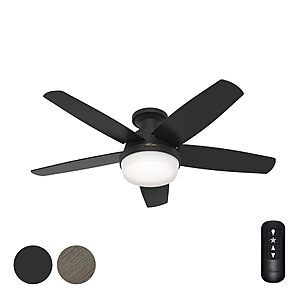 Hunter Fan 48 Inch Black Indoor Ceiling Fan with Light, Low Profile Ceiling Fan with Remote (Renewed) $79.99