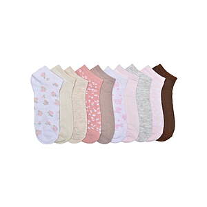 No Boundaries Women’s Low Cut Socks, 10 Pack, Shoe Sizes 4-10 $3.68