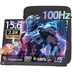 Viyivwine 15.6" 2.8K 100Hz Portable IPS Touchscreen Monitor $77.99