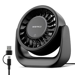 6.4" Warmco 3-Speed USB Touch Control Corded Fan (Black) $9.99 + Free Shipping w/ Prime or on $35+