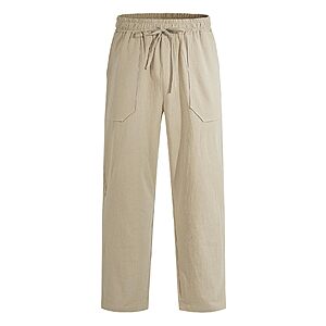 RQP Men's Cotton Linen Drawstring Loose Fit Pants (various) $12.49 + Free Shipping w/ Prime or on $35+