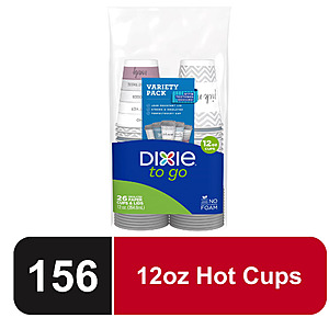 156-Count 12-Oz Dixie To Go Paper Hot Cups w/ Lids $12.95 + Free Shipping w/ Walmart+ or on $35+