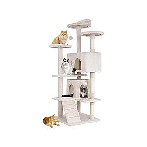 BestPet 54" Muilti-Level Cat Tree Tower (Beige) $22 & More + Free Shipping w/ Prime