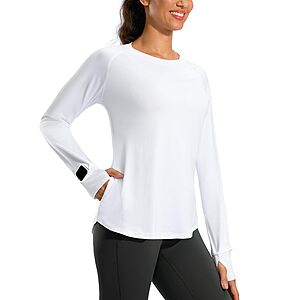 G Gradual Women's LS Crew Neck Workout Top w/ Zip Pocket (various) $8.99 + Free Shipping w/ Prime or on $35+