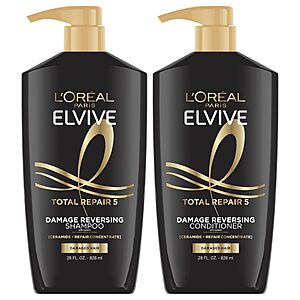 [S&S] L'Oreal Paris Elvive Total Repair 5 Damage Reversing Shampoo and Conditioner Set for Dry and Damaged Hair 56 Fl Oz Set $14.59