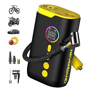 Neverland 150 PSI Cordless Portable Tire Inflator (Black/Yellow) $15 + Free Shipping w/ Prime or on $35+