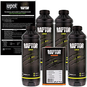 4-Quart U-POL Raptor Black Urethane Spray-On Truck Bed Liner & Texture Coating $113.39 + Free Shipping