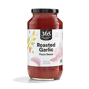 PRIME ONLY $9.48 or less S&S: 4 x 365 by Whole Foods Market, Roasted Garlic No Sugar Added Pasta Sauce, 25 Ounce