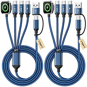 5' 4-in-2 Multi Charging Cable w/ 3 USB-C Ports & Apple Watch Charger (Various) from $9.49 + Free Shipping w/ Prime or on $35+