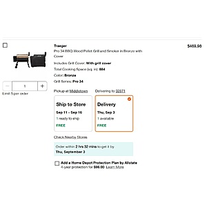 Traeger Pro 34 Wood Pellet Grill + cover $469.98