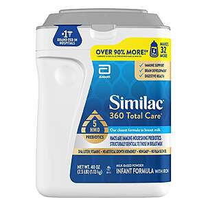 Similac 360 Total Care with 5 HMO's, Non-GMO Infant Formula Powder, 40 oz $45.99 Free Shipping Costco.com