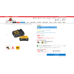 $169 DEWALT 20V MAX 6Ah Battery and Charger, get 2pk 4Ah Powerpack batteries free