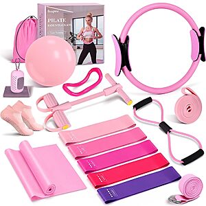 15-Pc laapee Pilates Essentials Equipment Starter Set (Pink) $14.99 + Free Shipping w/ Prime or on $35+